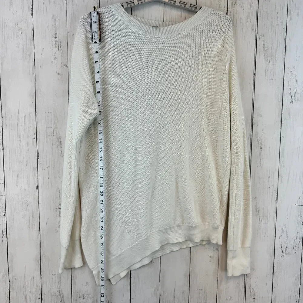 Athleta Cream Pima Cotton Silk Rest Day Asymmetrical Oversized Sweater Size XS